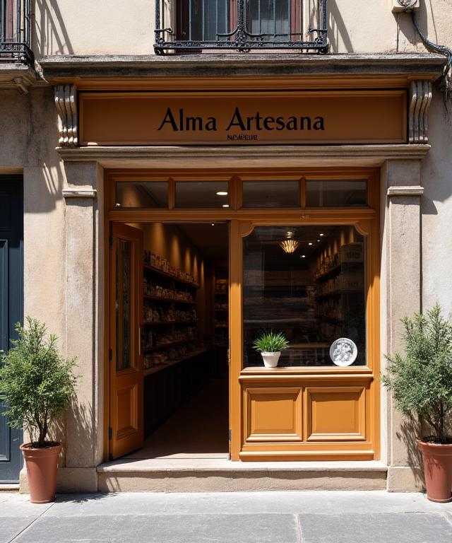 Fachada de la tienda Alma Artesana en una calle céntrica de Madrid.